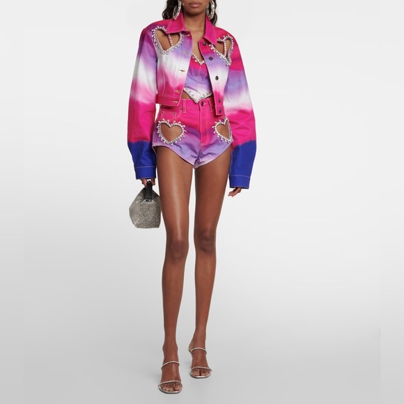 AREA Embellished ombré denim shorts, size 27 (NWT) - Picture 2 of 5